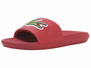 Lacoste Men's Croco-Slide-319-4 Slides Sandals Alligator Logo Red/Green