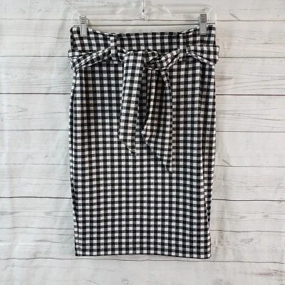 Falda lápiz Maeve Anthropologie para mujer talla pequeña negra blanca guinga Foto 1 de 4