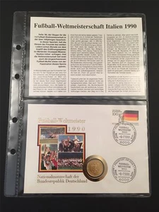 BRD NUMISBRIEF 1990 FUSSBALL-WM WELTMEISTER FOOTBALL SOCCER COIN COVER /u180 - Imagen 1 de 4