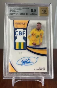 2018 Neymar Jr. Panini Immaculate Collection Patch AUTO 3/7 #26 Brazil BGS 8.5 - Picture 1 of 8