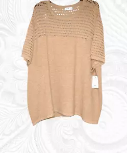 Nine West 5X Plus Size Beige Short Sleeve Sweater - NWT - Picture 1 of 2