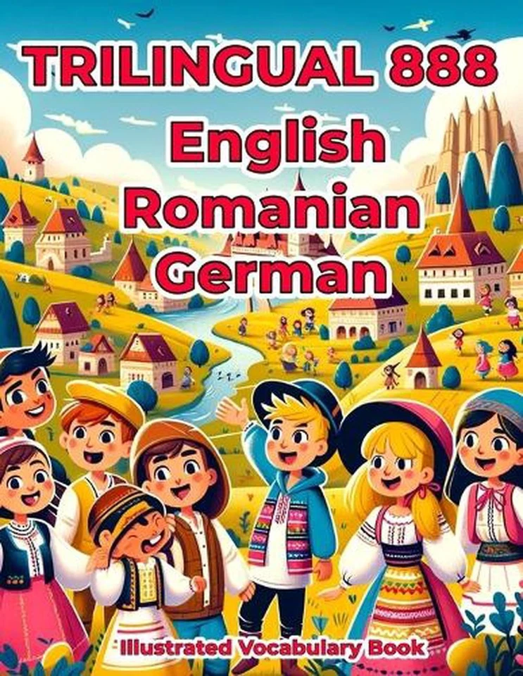 Trilingual 888 English Romanian German Illustrated Vocabulary Book: Colorful Edi - Image 1 of 1
