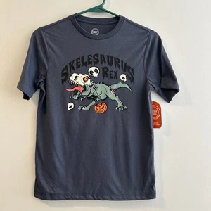 Halloween Boys T Shirt Size Large Skelesaurus Rex Dinosaur Skeleton Shirt New - Picture 1 of 7