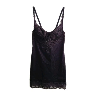 Vestido sin Mangas Negro Etiqueta Dorada Victoria’s Secret 34B Y2K Lencería Años 90 Borde de Encaje Foto 1 de 4