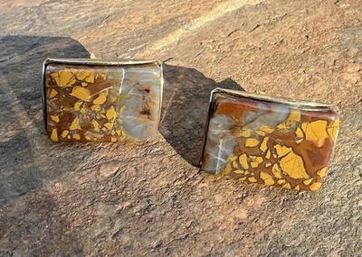 Gemelos Gemelos Cabujones Jaspe Brecho Rojo Amarillo Gris Piedras De Colección Foto 1 de 4