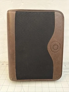 Raccoglitore Franklin Covey Monarch linea verde nero con bordo in pelle planner zip vintage - Foto 1 di 10