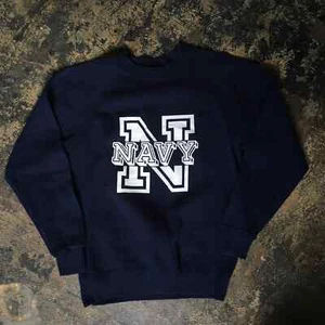 Vintage 80s US Navy Military Blue Crewneck Sweatshirt Adult S/M Raglan Heavy - Bild 1 von 10