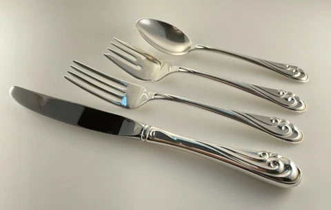 Kirk Stieff Dancing Surf Sterling Silver 4 Piece Place Setting - No Monogram Cover