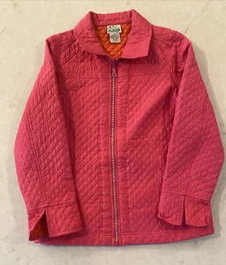 The Quacker Factory Women’s Loud Pink Silk Quilted Rhinestone Puffer Jacket Med. - Picture 1 of 14