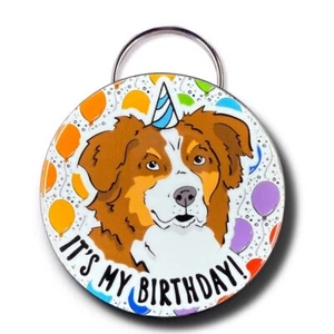 Brown Tricolor Australian Shepherd Dog Birthday Bottle Opener Keychain Handmade - Picture 1 of 4