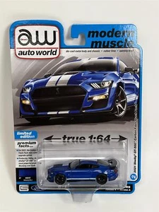 2021 Shelby GT500 Carbono Fibra Rastrear Paquete Velocidad Azul 1:64 Autoworld - Imagen 1 de 4