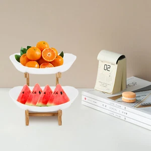 Frutero de 2 pisos soporte para cesta de frutas bandeja para servir frutas soporte para tartas - Imagen 1 de 18