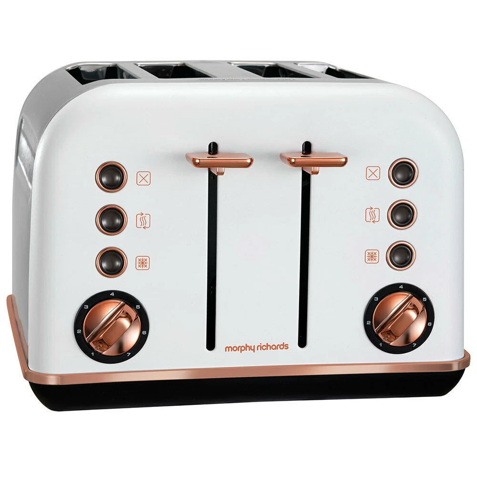 Morphy Richards Accents Rose Gold 4 Slice Toaster - White (242108)