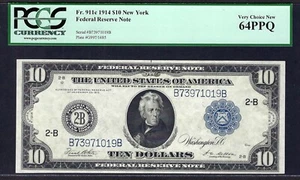 🇺🇸 1914 $10 FRN FR-911c ♚♚NEW YORK♚♚ PCGS VERY CHOICE NEW 64 PPQ - Picture 1 of 2