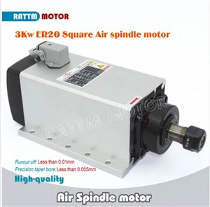 3KW 220V ER20 Air Cooled Square CNC Spindle Motor Carved Metal Engraving Milling - Picture 1 of 5