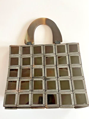 Vintage Tortoise shell Horn Italian Hand Made Purse / Satin Lining /magnet clasp - Image 1 of 4