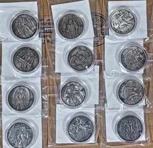 Juego completo de monedas antiguas vintage redondas de plata .999 Angels & Demons Steampunk de 1 oz - Imagen 1 de 8