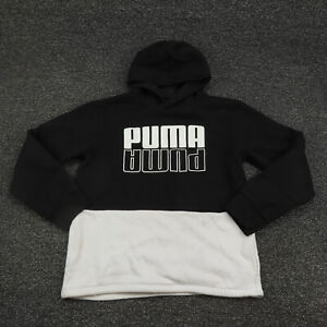 Puma Hoodie Youth XL Extra Large Black & White Long Sleeve Hooded Casual Boys