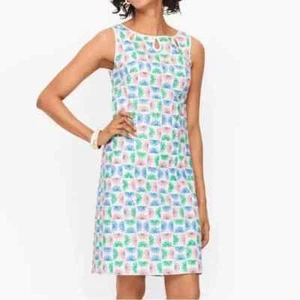 NWT TALBOTS Daisy Multicolored EMBROIDERED EYELET SHIFT DRESS sz 2 - Picture 1 of 9