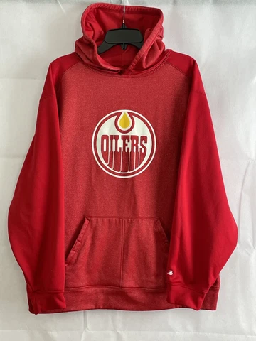 Edmonton Oilers NHL Hoodie Men's Size L Primary Logo Print Hoodie Red Hockey Cover