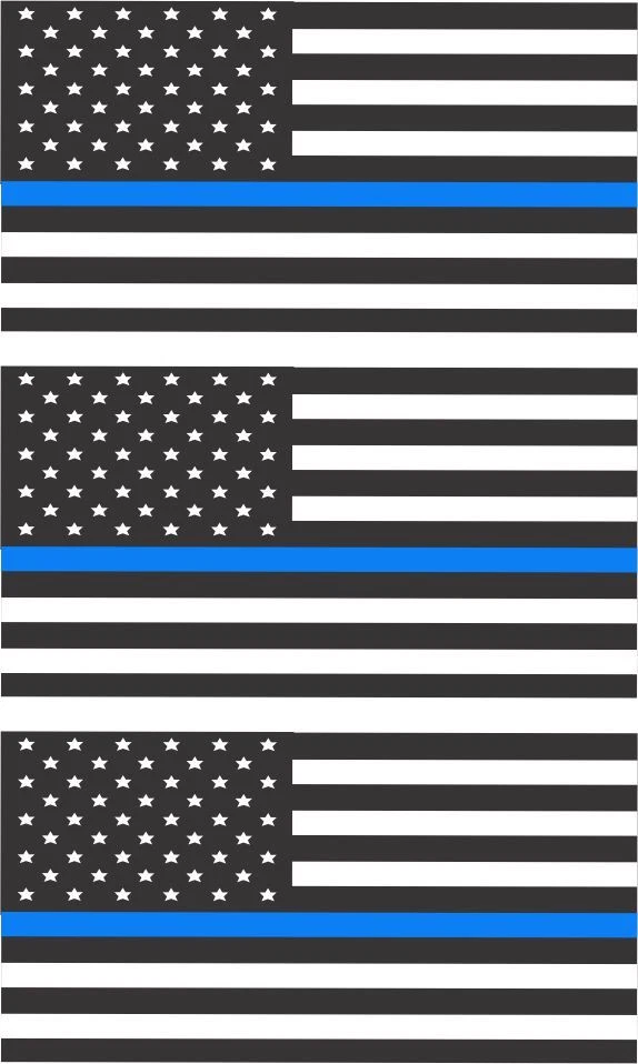 Black & White American Flag Decal Stickers Thin Blue Line Helmet License Plate - Image 1 of 1