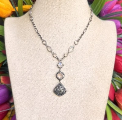 LORI BONN Moonstone/Gemstone 925 Sterling Silver Necklace #10 - Image 1 of 4