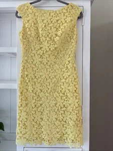 Ralph Lauren Women’s Dress Yellow Applique 4 Sleeveless Lined Zip Knee Length - Picture 1 of 8