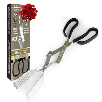 Herramienta de barbacoa 3 en 1 15 pulgadas - Pinzas extra ligeras, espátula y raspador de parrilla Gre Foto 1 de 4