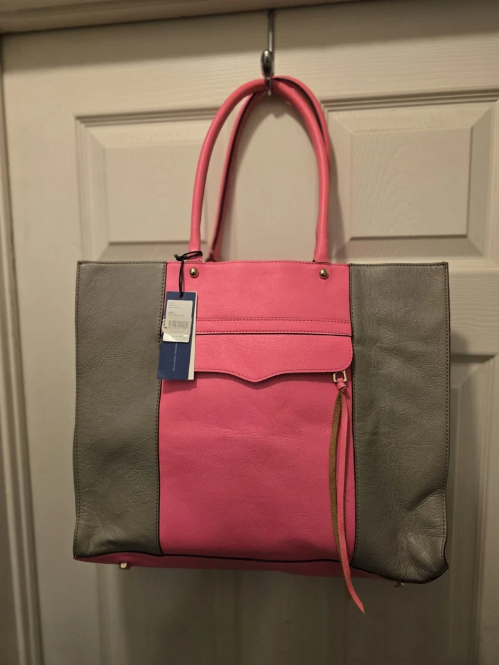 rebecca minkoff mab Medium Tote /bag Gray/neon Pink NWT  - Image 1 of 4