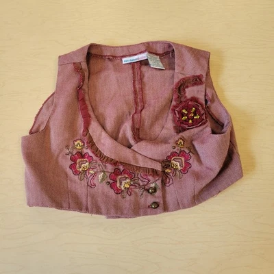 Mary-Kate And Ashley Red Floral Embroidered Vest Girl's 10/12  Y2K W/ FLAW - Image 1 of 4