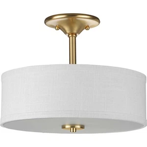 Progress Lighting P350129 Inspire 2 Light 13"W Semi-Flush Drum - Brass - Picture 1 of 12