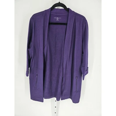 Cárdigan Karen Scott Sport Para Mujer Manga Larga Frente Abierto Cremallera Bolsillo Talla XL Foto 1 de 4