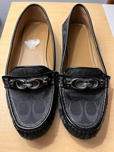 Coach New York Black Loafer Women 9.5B Signature C Flats Classic Fall Designer - Picture 1 of 9
