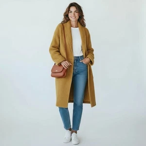 Abrigo largo vintage Saks Fifth Avenue Bouclé tostado rizado lana hervida hecho en unión - Imagen 1 de 12