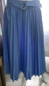 Free Assembly Womens Sunburst Pleat Maxi Blue Skirt Sz XS/S - Picture 1 of 12