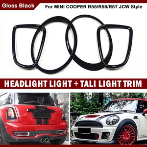 Headlight Ring + Tail Light Trim Cover Black for BMW Mini Cooper R56 R57 R58 R59 - Picture 1 of 7