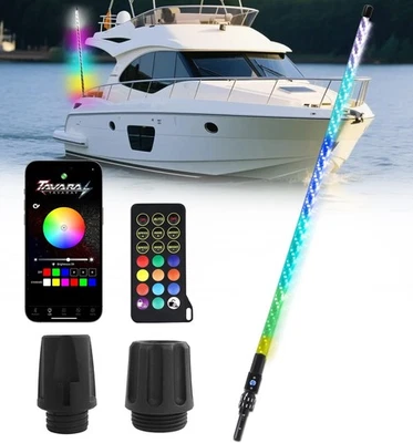 Luz de popa LED de 4 pies 360° para barco látigo navegación RGB luz de anclaje de popa integral Foto 1 de 4