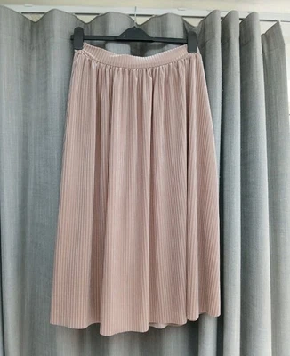 New Collection Made In Italy Ladies Dusty Pink  Pleated Midi Skirt Size M 10 12  - Image 1 of 4