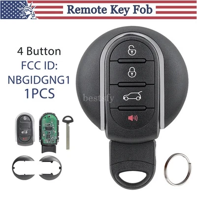 Para 2014 2015 2016 2017 2018 Mini Cooper controle remoto inteligente proxy chaveiro de carro 4 botões - Imagem 1 de 4