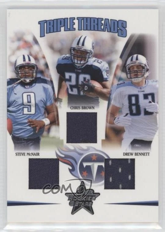 2005 Leaf Rookies & Stars Triple Threads Steve McNair Chris Brown Drew Bennett - Image 1 of 2