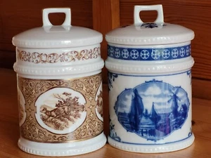 2 Porzellandosen mit Deckel aus Lichte , Teedosen mit Holländermotiven top i.O. - Bild 1 von 10