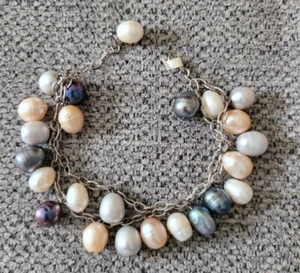 GORGEOUS PEARL BRACELET IN STERLING SILVER 925 DANGLE PEARL BRACELET @@LOOK@@ - Picture 1 of 7