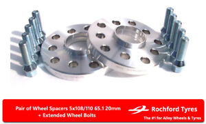 Wheel Spacers 20mm (2) Spacer Kit 5x110 65.1 +Bolts For Opel Zafira OPC 08-10