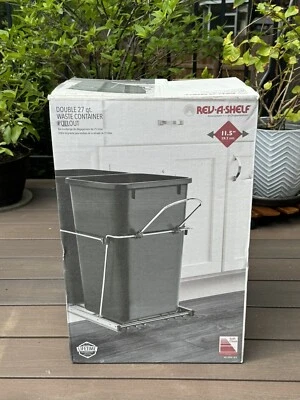 Rev-A-Shelf Pull Out Trash Can Double 27 QT  Silver, Soft Close RV15PSC 18-5 - Image 1 of 4