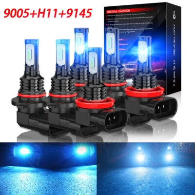 For Chrysler 2009 Sebring LX Convertible 2-Door 9005 H11 9145 headlight ice blue - Image 1 of 4