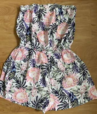 Mega süßer Einteiler H&M Divided 38 weiß Blumen rosa so schön Sommer Overall - Bild 1 von 4