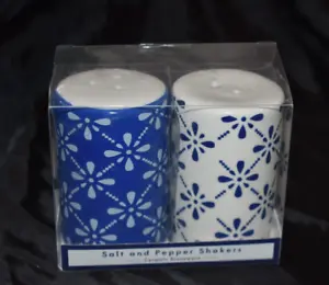 THIRSTY STONE BLUE & WHITE SALT & PEPPER SHAKERS - NEW - Picture 1 of 6
