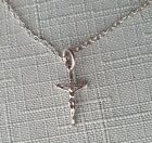 Cross pendant ;Sterling Silver Crucifix pendant  on 18? an oval mini trace chain
