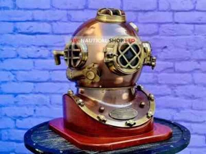 Antique Brass Diving Divers Helmet Mark V US Navy Marine Deep Scuba Helmet - Picture 1 of 4