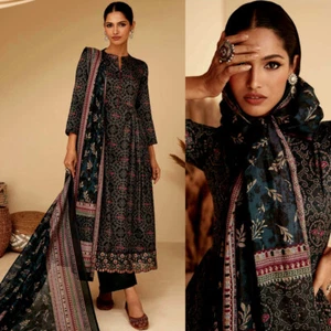 BLACK BANDHINI PRINTED COTTON & LACE INDIAN READYMADE SALWAR KAMEEZ LADIES SUIT - Picture 1 of 3